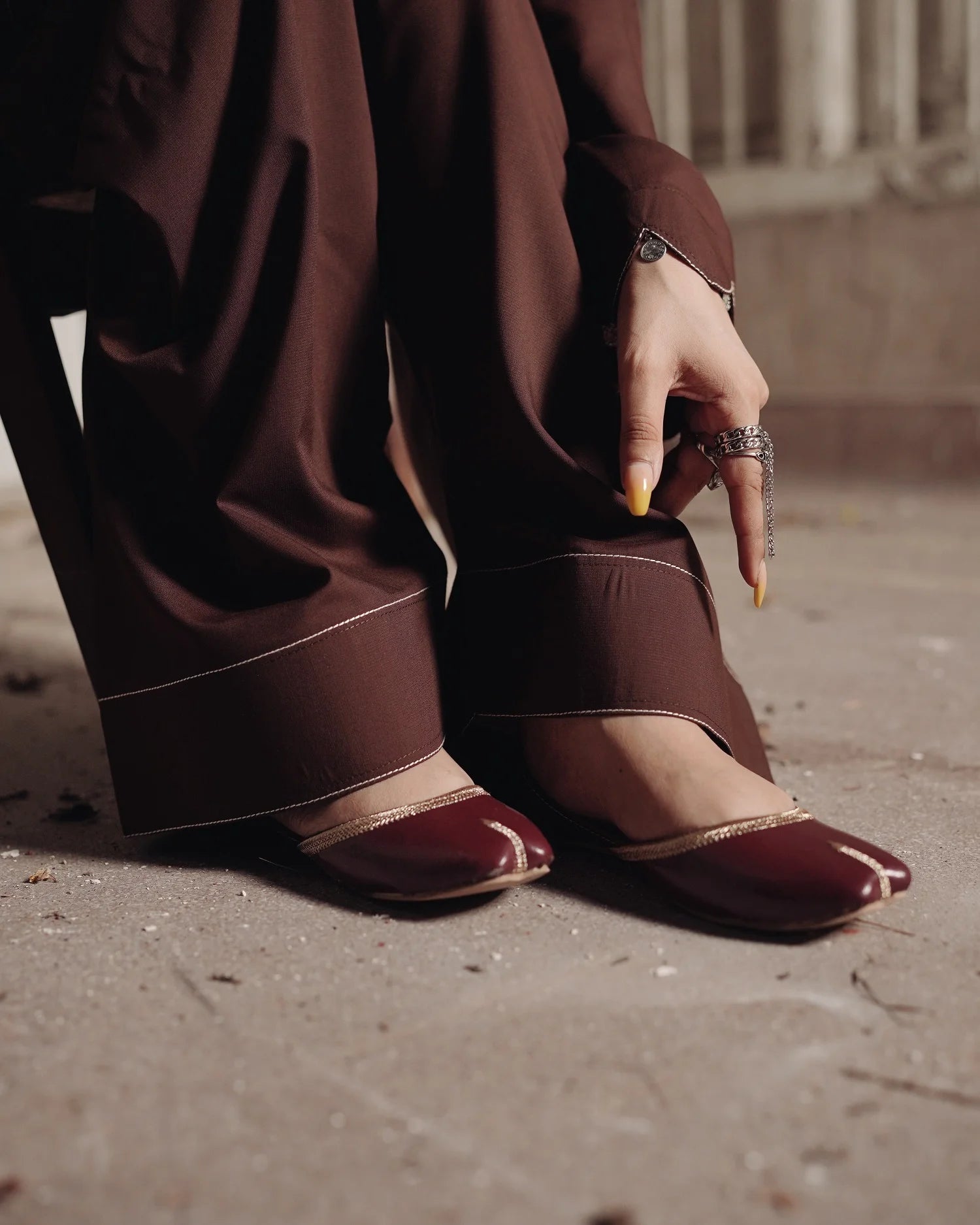 Chocolate Brown Short Shirt with Farshi Shalwar