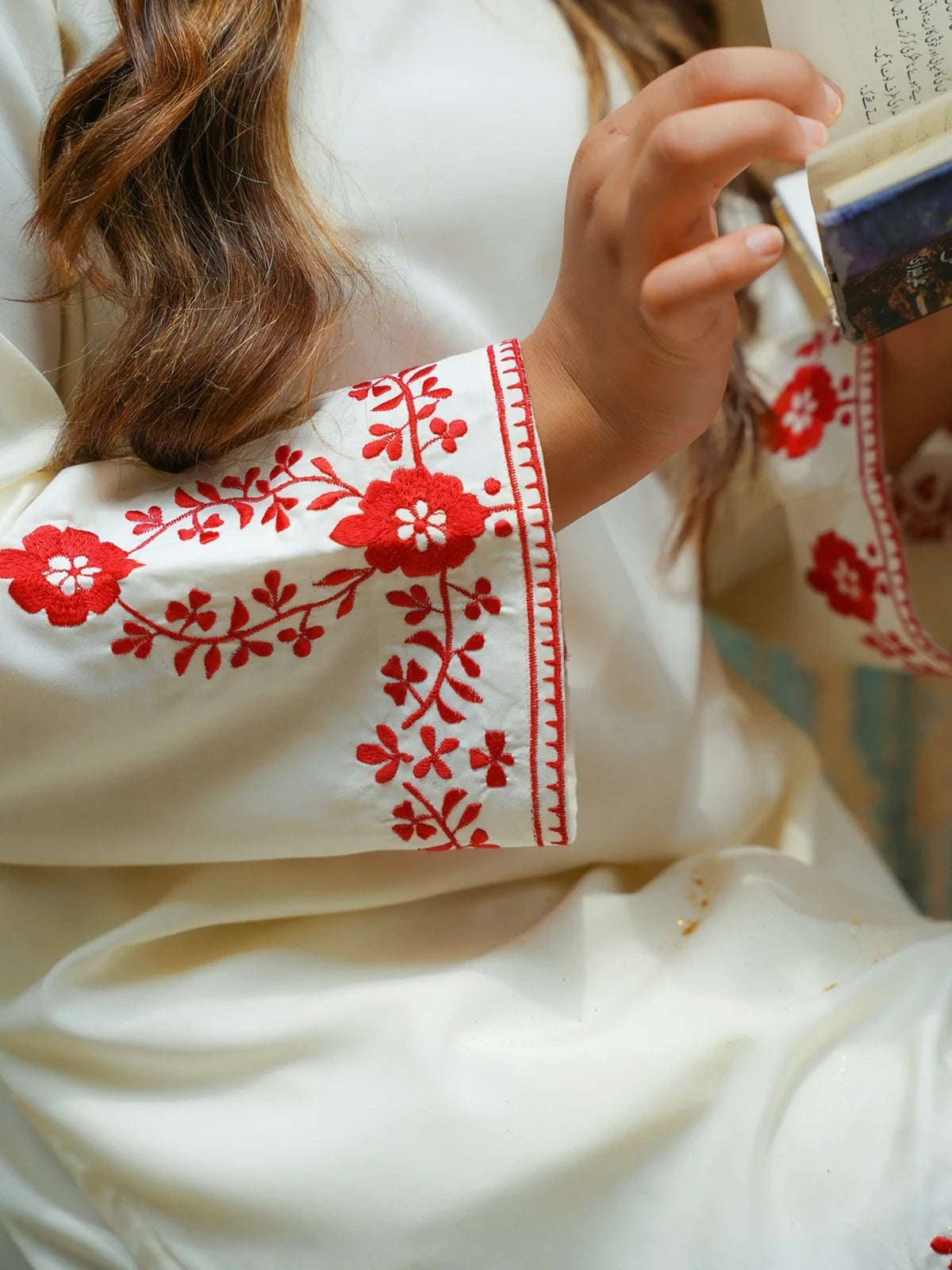 Motia Butter Cream Embroidered Short Shirt with Flared Pant | Rehwar