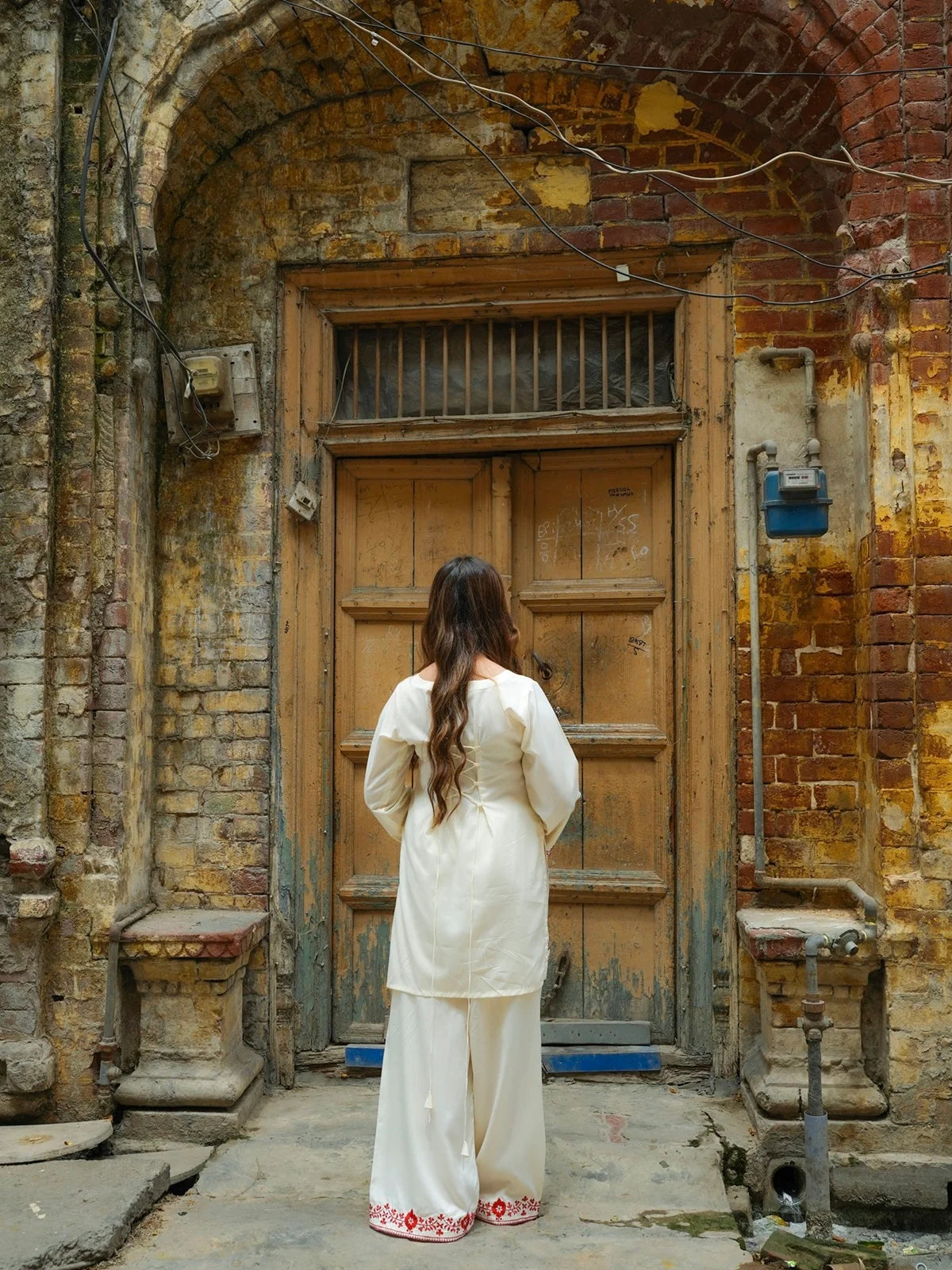 Motia Butter Cream Embroidered Short Shirt with Flared Pant | Rehwar