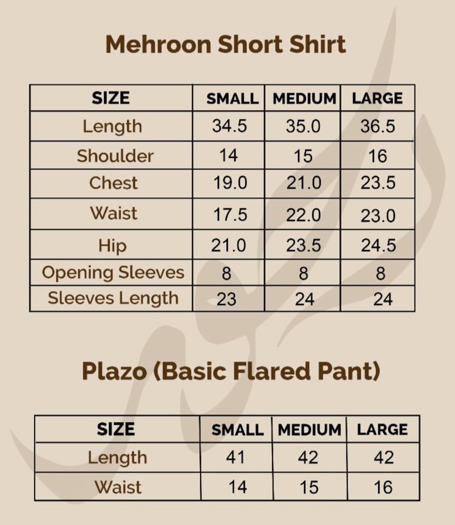 Maroon Summer Short Kurta Set with Off-White Flared Pant