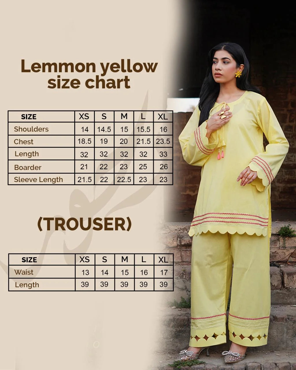 Lemon Yellow 2PC Set Elegant Summer Outfit with Embroidered Details | Rehwar